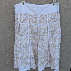 MEXX Women's Yellow/ White embroidery A-Line Mini Skirt Size 8